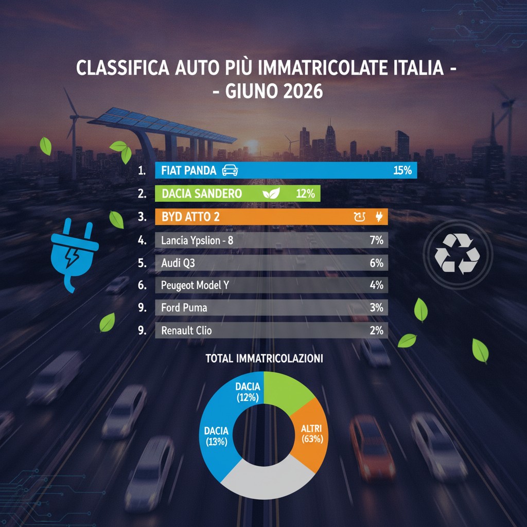 Classifica delle Auto più Immatricolate a Giugno 2026